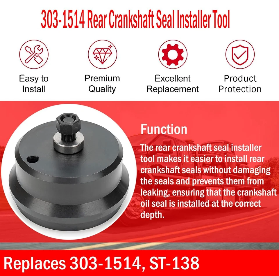 Herramientas de instalación de sello de cigüeñal trasero 303-1514 6,7 L para Ford Super Duty F-250 11-21 Foto 3 de 4