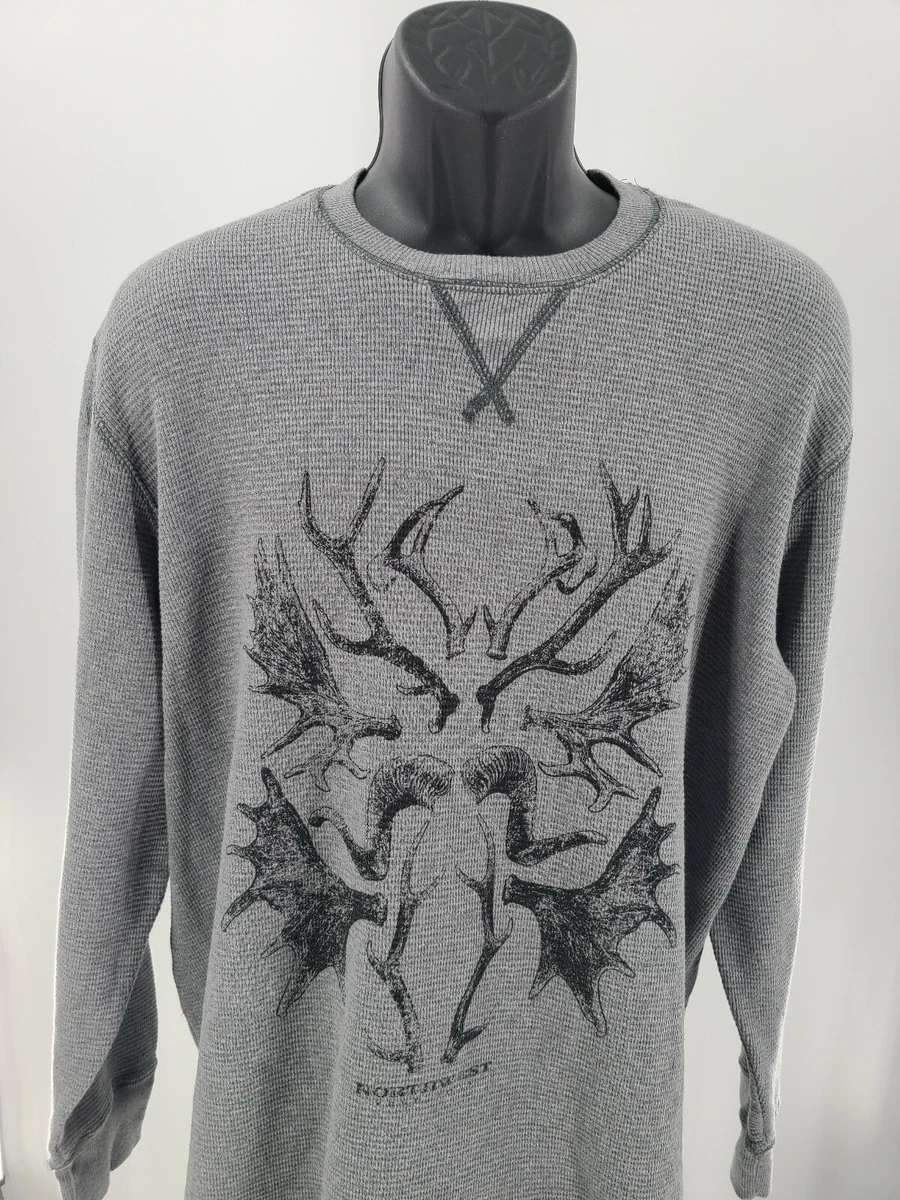 NORTHWEST TERRITORY MENS GRAY THERMAL LONG SLEEVE COTTON SHIRT XL