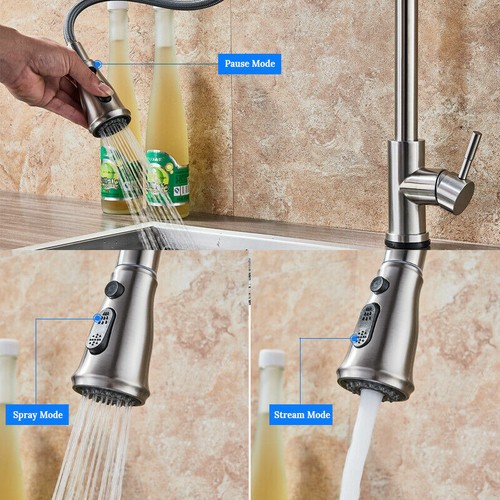 Sensor Touch Kitchen Sink Faucet Pull Down Sprayer Swivel Mixer Tap Single Lever - Picture 7 of 123