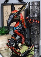 Egyptian God Of War Chaos Desert Seth On Hieroglyphic Base With Skulls Statue