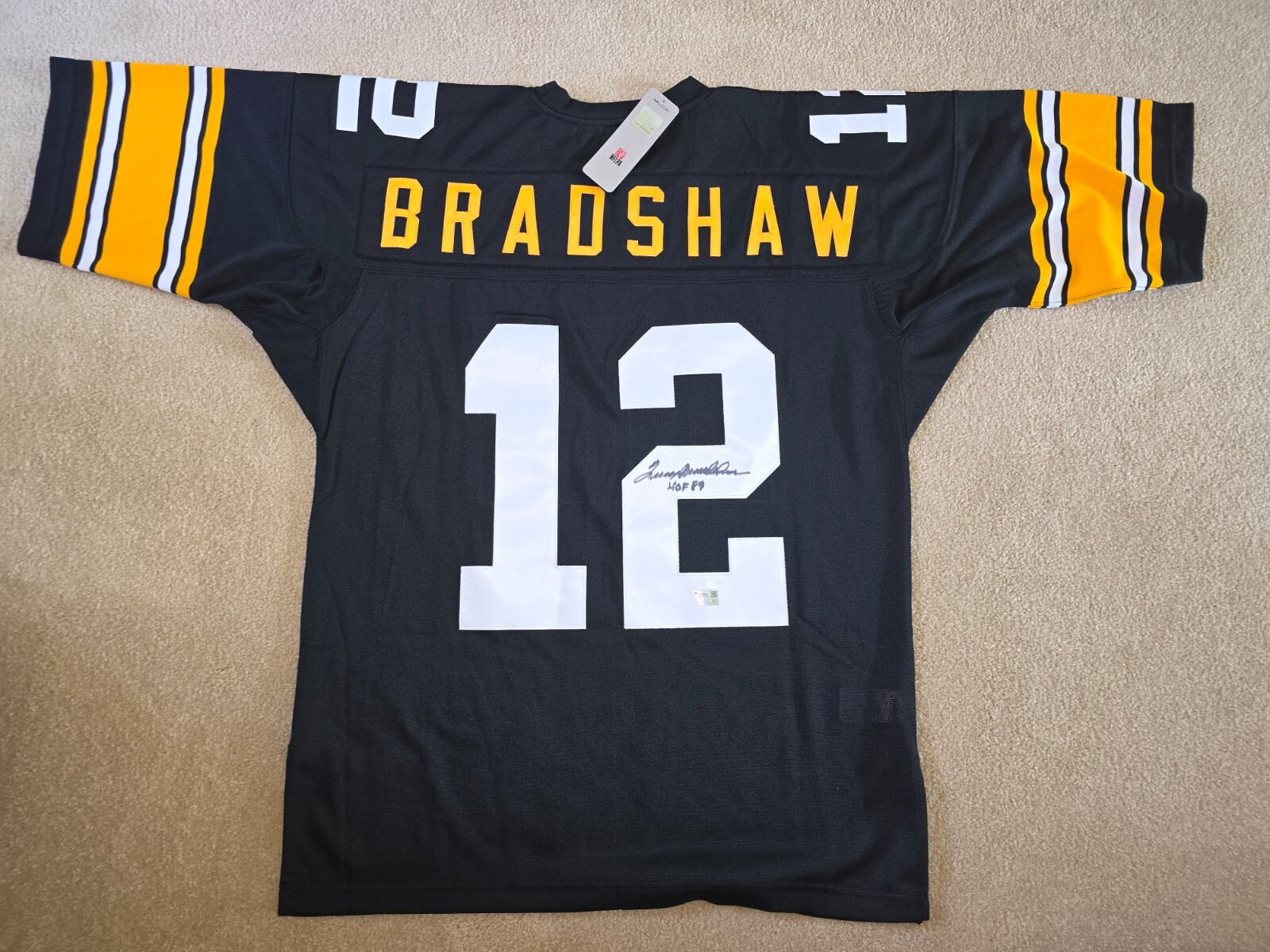Terry Bradshaw Autographed Signed Pittsburgh Steelers Steelers Authentic Mitchell &Ness Jersey HOF 89 FANATICS 