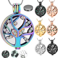 Tree of Life Crystal Cremation Urn Ashes Necklace for Women Men Ash Urn Pendant