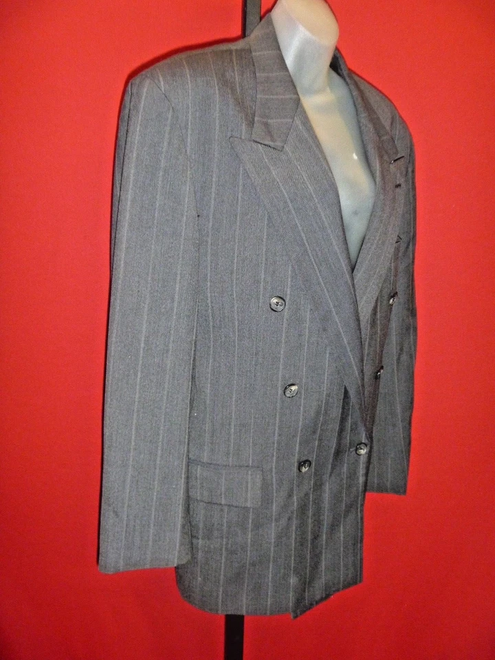 GIVENCHY Perfecto Doble Pecho Gris Rayas Pin Traje Chaqueta Esmoquin Formal Talla 40 Foto 3 de 4