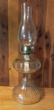 VINTAGE RISDON OIL LAMP - CLEAR GLASS - 18" TALL - MADE IN USA