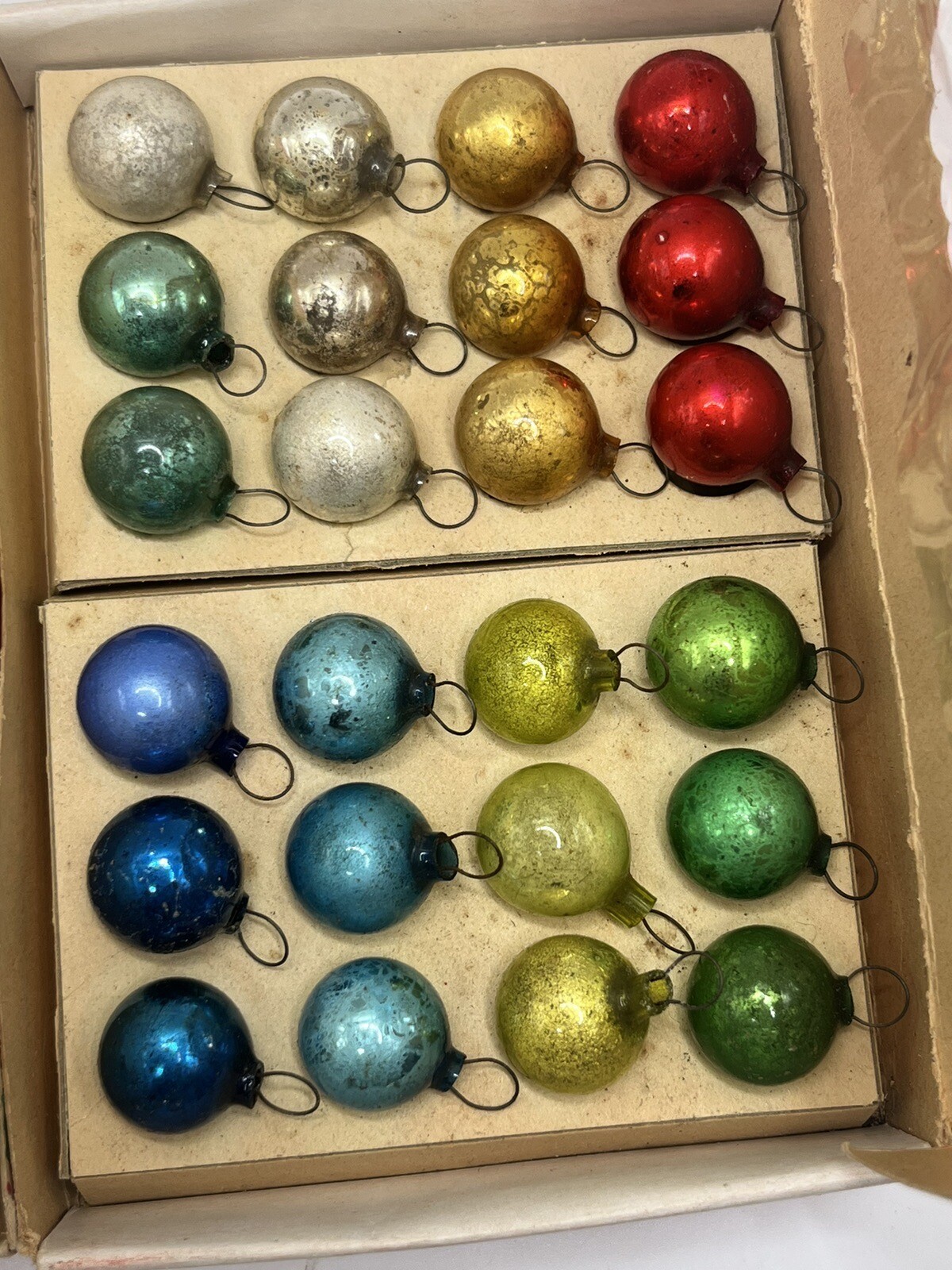 Vintage Mercury Glass Christmas Tree Ornaments Feather Tree Made In