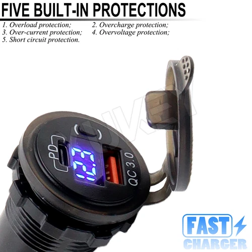 12V24V QC3.0 Dual USB Auto Zigarettenanzünder Steckdose Einbau Ladegerät Adapter