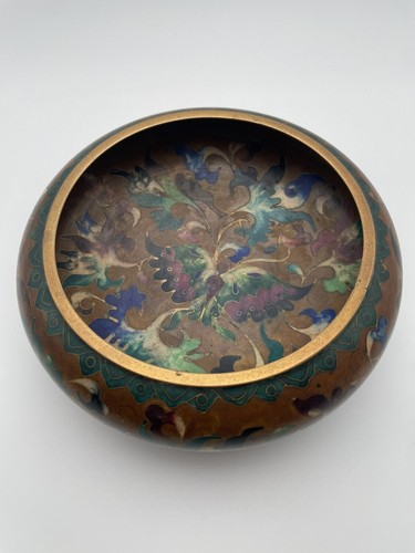 Gorgeous Vintage Chinese Cloisonne 6" Bowl Kuo's China Multi Color Butterfly - Picture 10 of 10