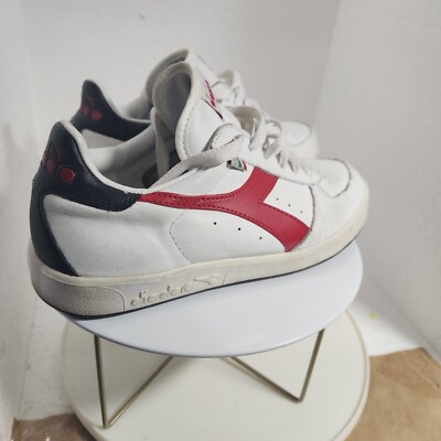 vtg Diadora low top sneakers shoes white black red Boys Sz 4 04139659-PH