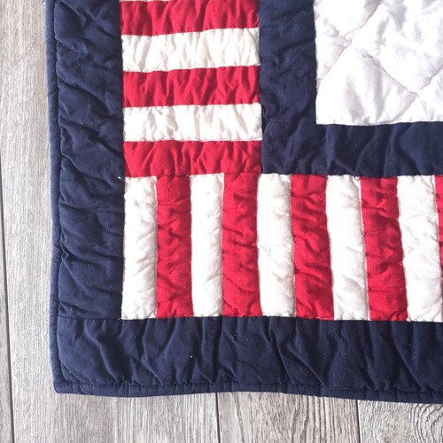 Handmade Quilt Patchwork Red White Blue Christmas Santa Americana Small 43"x53" - Picture 7 of 12
