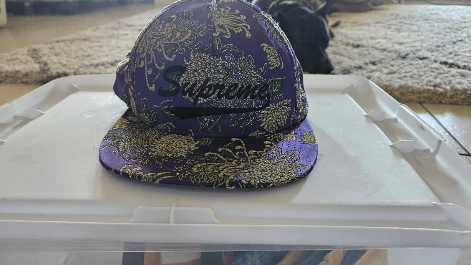 Casquette homme Supreme florale orientale à 5 panneaux violette taille unique fabriquée aux États Unis