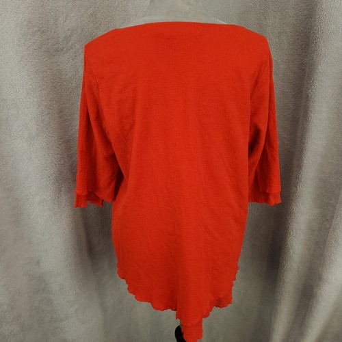 Soft Surroundings Top Womens Size Medium Red Orange Layered Gauzy Asymmetic Hem - Picture 12 of 12