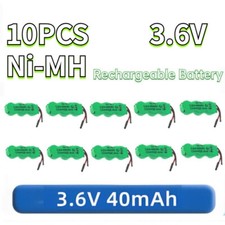 10PCS Ni-MH 3.6V 40mAH Rechargeable Battery With 2 Pins/Tabs For Meter Alarm New