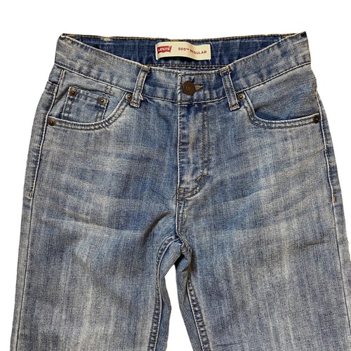 Levis 505 Jeans Boys 12 26x26 Blue Regular Fit Cotton Denim Adjustable Waist - Picture 2 of 16