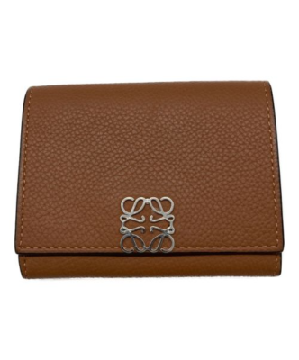 Loewe Anagram Trifold Wallet in Pebble Grain Calfskin Tan | eBay