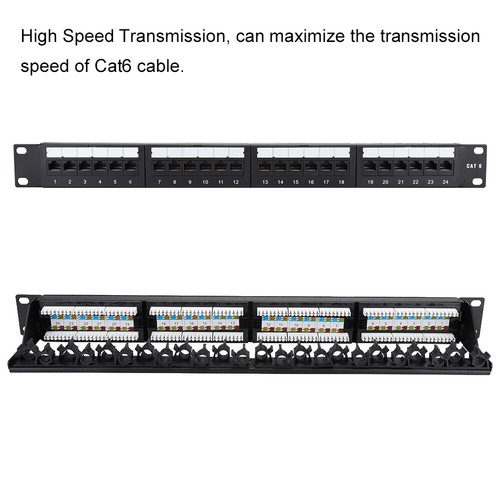 High Speed CAT6 CAT-6 Patch Panel Network Cable Rack 24 Port RJ45 3U 110 Routing - Picture 6 of 12