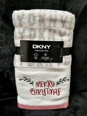 DKNY Logo Frohe Weihnachten Design 2 Stück Handtuch super weich brandneu