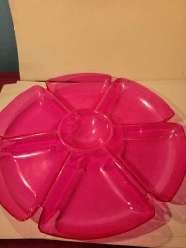Hot Pink 7 Compartment Flower Shaped Appetizer Platter - Image 3 of 4