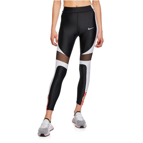 Nike Speed Colorblock 7/8 Performance Running Tights Black/White XS Mid Rise
