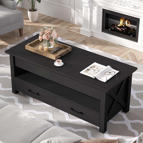 Coffee Table, 39.3" Lift Top Coffee Table with 2 Storage Drawers and Hidden C... - Picture 6 of 6