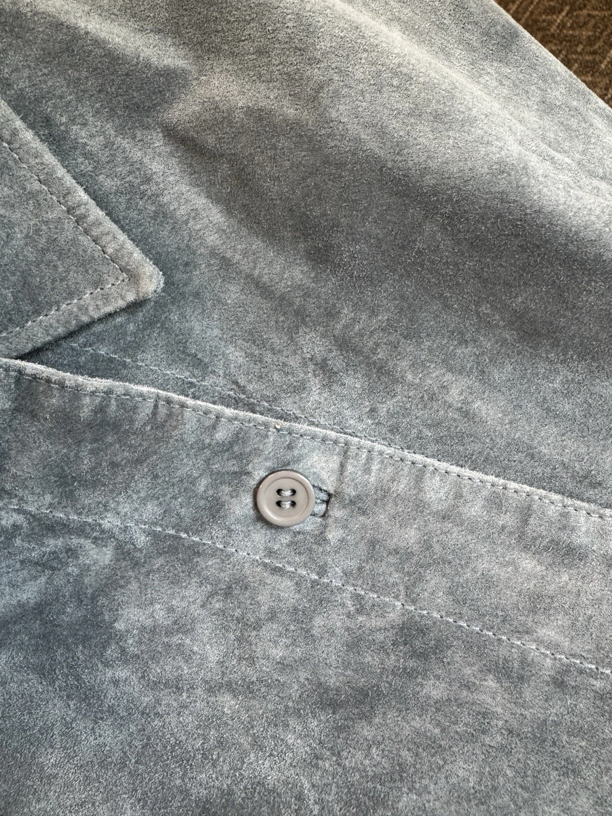 Vintage 90s Slate Grey Suede Shacket Minimalist Utility Leather Shirt Jacket M image 7