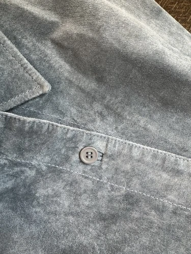 Vintage 90s Slate Grey Suede Shacket Minimalist Utility Leather Shirt Jacket M image 7
