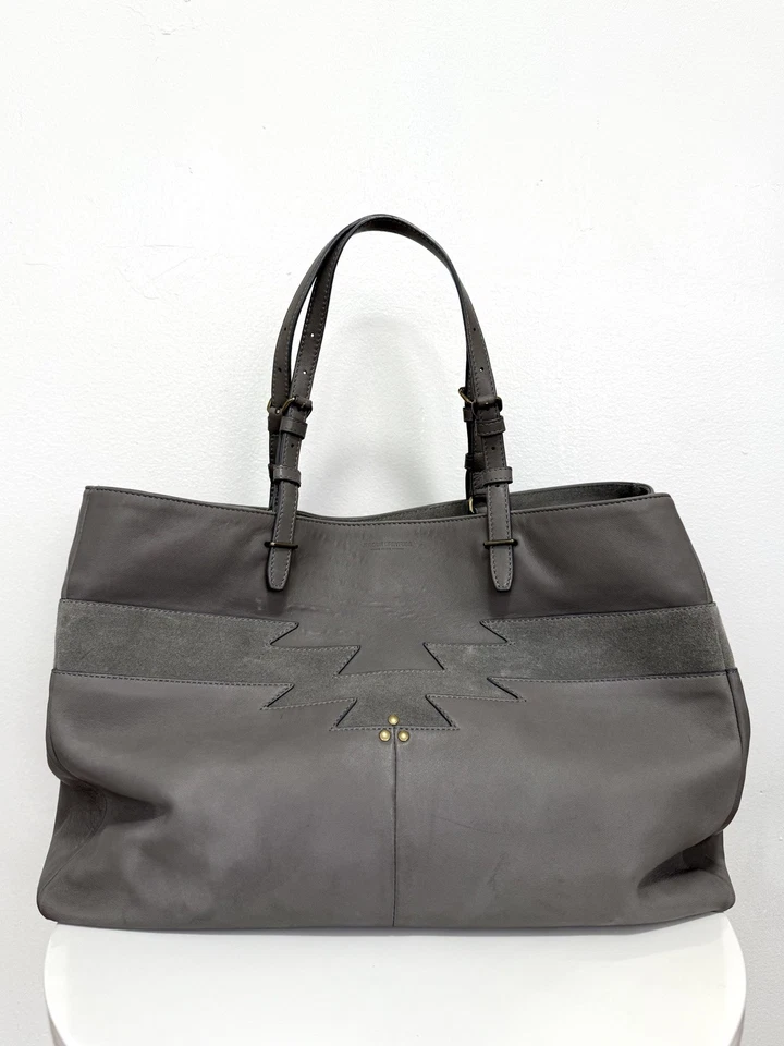 Bolsa de ombro Jerome Dreyfuss Maurice couro de cordeiro cinza  - Imagem 3 de 4