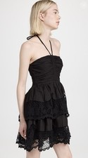 NEW Ulla Johnson Savannah Eyelet Lace Halter Neck Mini Dress 6 Noir Black ($690)