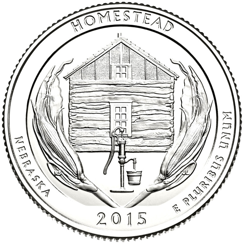 2015-S ### HOMESTEAD, NE Quarter ###ATB Series Proof DCAM 25c +1 Bonus 5c Coin