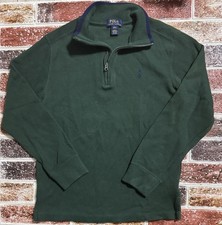 Polo Ralph Lauren 1/4 Quarter Zip Pullover Boys L 14-16 Green Blue Long Sleeve