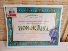 Hayes Honor Roll Certificate 8.5" x 11" Pack of 30 VA512 