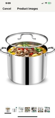 P&P CHEF 20 QT Stock Pot with Lid, Stainless Steel Large Cooking Pot, Soup Cann