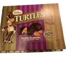 Vtg DeMets Turtles The Original Caramel Nut Cluster Dark Almond EMPTY 6.4 Oz Box