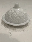 Vintage Westmoreland Child Milk Glass Covered Butter Dish Old Quilt Pattern