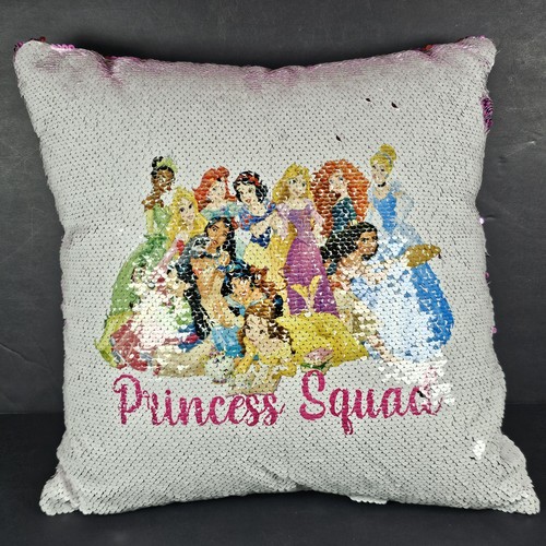 Disney Princess Squad Purple Reversible Sequin Pillow 14" x 14" FUN & Pretty - Picture 1 of 17