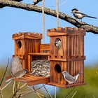 MIXUMON Castle-Style 4 Room Wooden Birdhouse with Large Center Feeder, Outdoor — photo 4