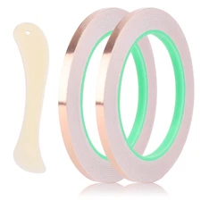 Copper Foil Tape, Wide Adhesive, for Stained Glass, Double-Sided. Conductive