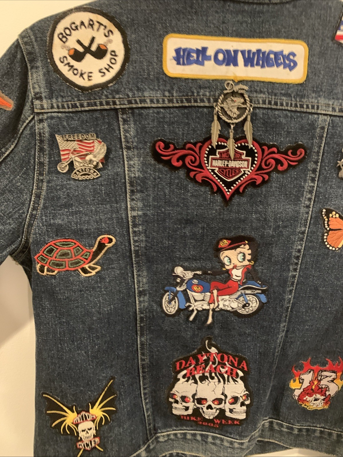 Customized Denim Jacket Biker Patch Pins Harley D… - image 4