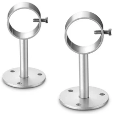 Silver Ceiling Curtain Rod Brackets - 2 Pack, Ceiling Mounted Curtain Rod Hoo...