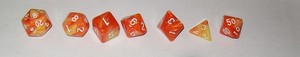 7pc. Tabletop RPG Poly Resin Dice set Orange Marbled