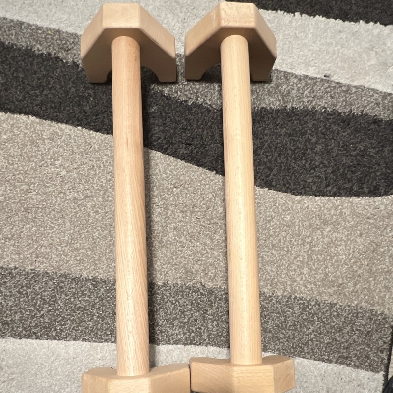 Wood Calisthenics Parallettes Push Up Stands Set of 2 w/ Grips 250 lb