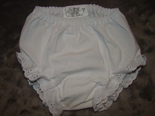 JC Collections Girls Size 1 White Eyelet Trimmed Double Seat Panty Bloomers