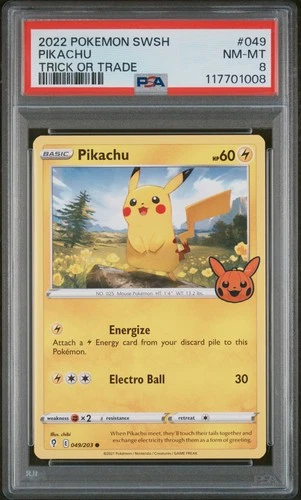 2021 POKEMON SWORD & SHIELD EVOLVING SKIES TRICK OR TRADE 2022 PIKACHU PSA 8