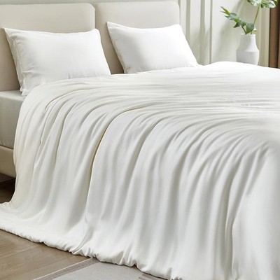 Silk Comforter Set 4 Pieces, Summer 100% Silk Comforter with Detachable Duvet Co