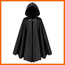 Renaissance Velvet Hooded Cloak Medieval Cape Halloween Costume  Ring Buckle...
