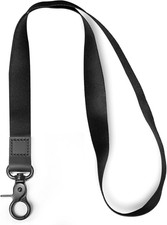 Pure Black Lanyard Holder with Metal Clasp, ID Badges Cool Holder for Men Women,