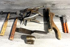 Vintage Auto Body Tool Lot Hutchins Speed File S-11 Vise Grip Mason Hammer Dolly