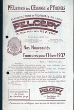 Béziers:vieux papiers publicité: catalogue PELCEPY  (pelleteie, fourrures) M0677
