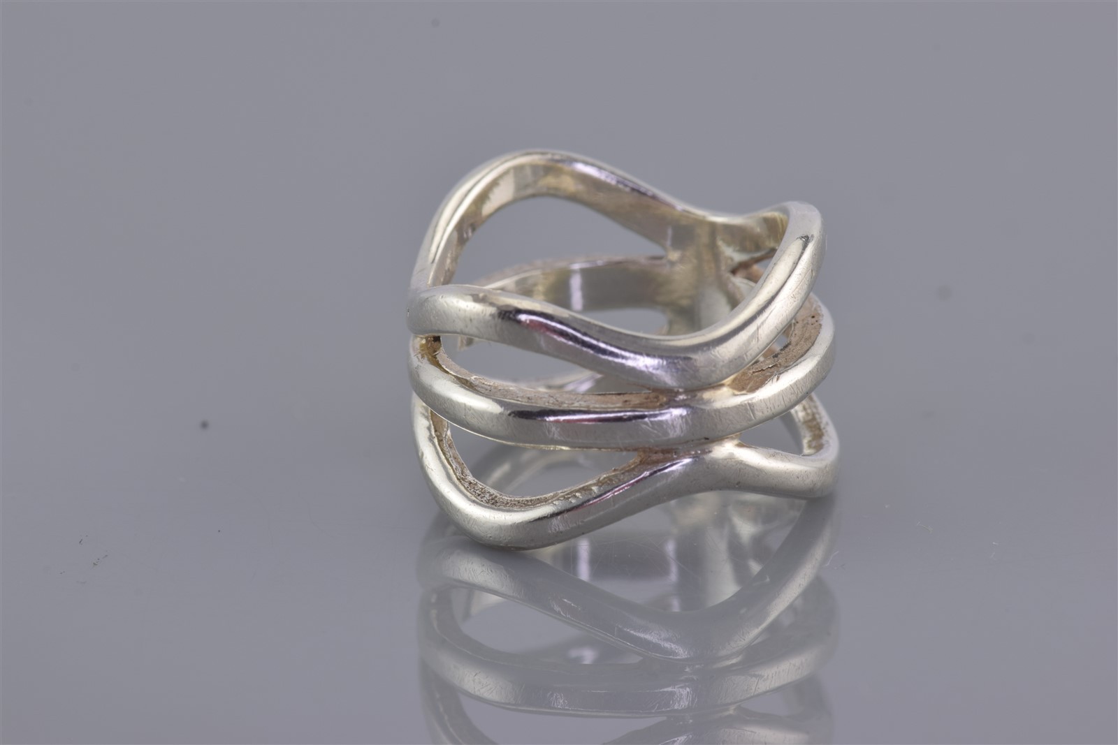 Sterling Silver Wavy Openwork Cuff Solid Triple B… - image 3