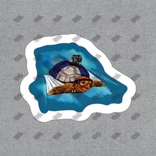 Adorable Racing Turtle Vinyl Sticker Fun Decal for Laptops, Water 373360