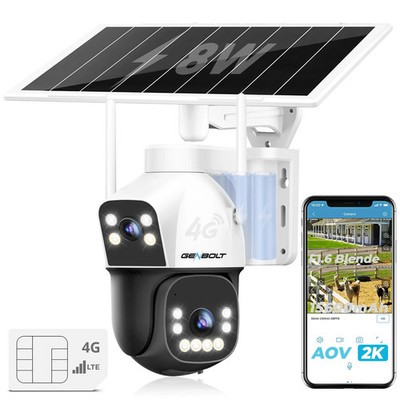 4G LTE Solar Überwachungskamera Außen SIM AI Personenerkennung AOV 8W 15600mAh